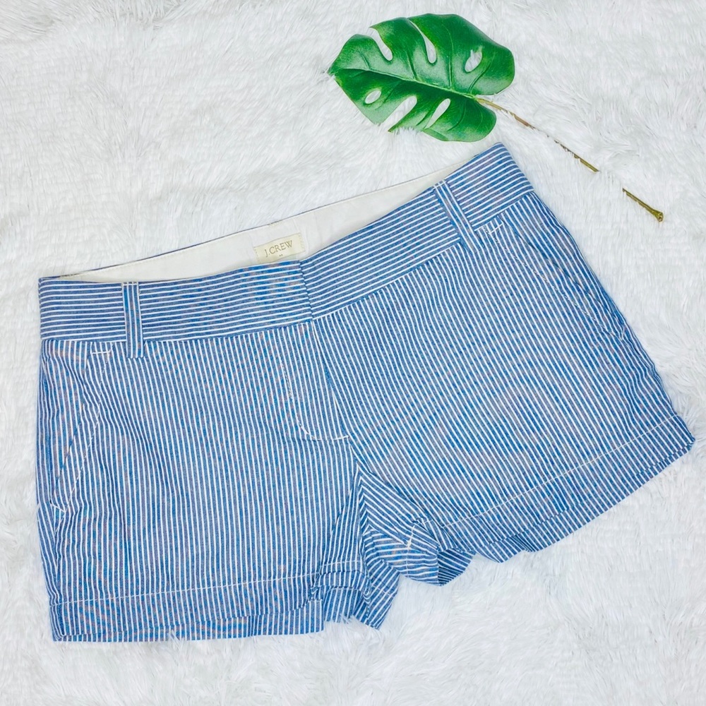 J. Crew Blue White Striped Cotton Shorts Size 4